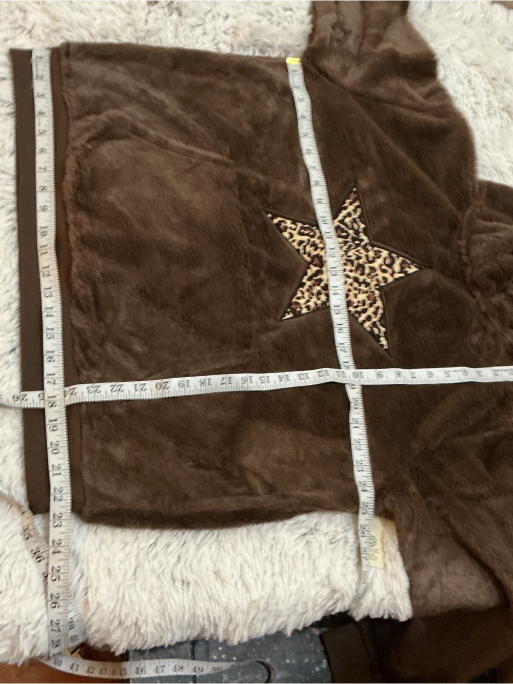 No Boundaries Plush Faux Fur Leopard Star Hoodie XL (16-18) Cozy chocolate Brown - Picture 9 of 12